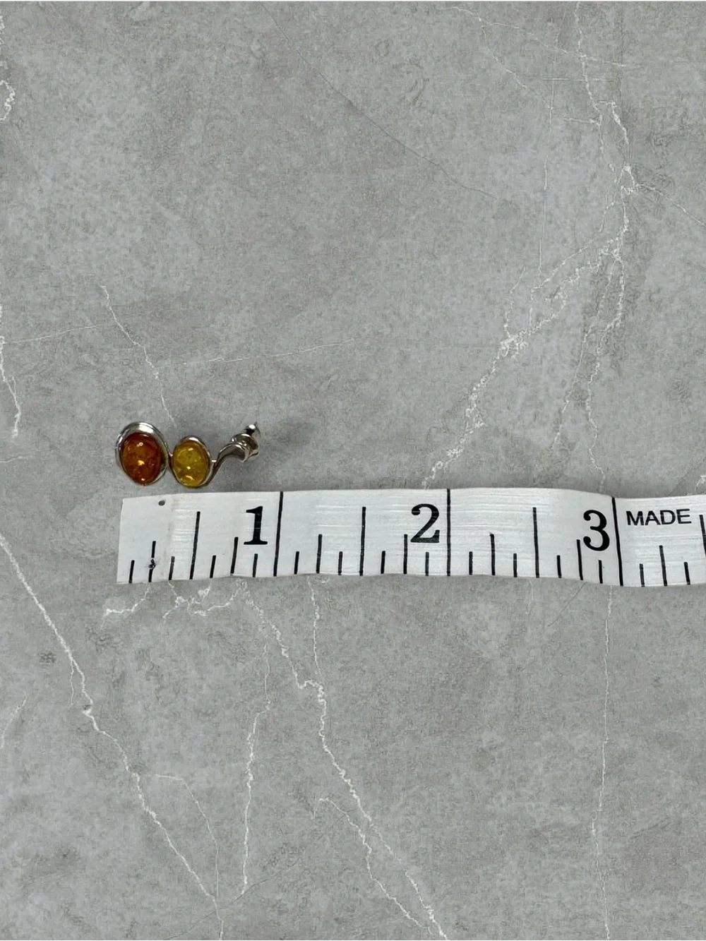 Platinum over 925 Silver Golden & Honey Amber Drop Earrings